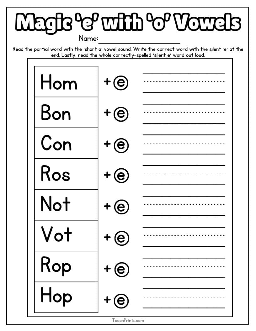 13 Magic E Worksheets Free PDF Printables Teach Prints