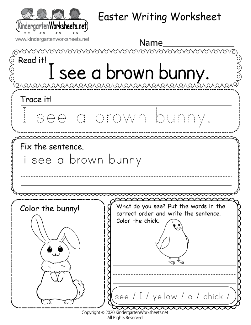 Easter Writing Worksheet Free Printable Digital PDF