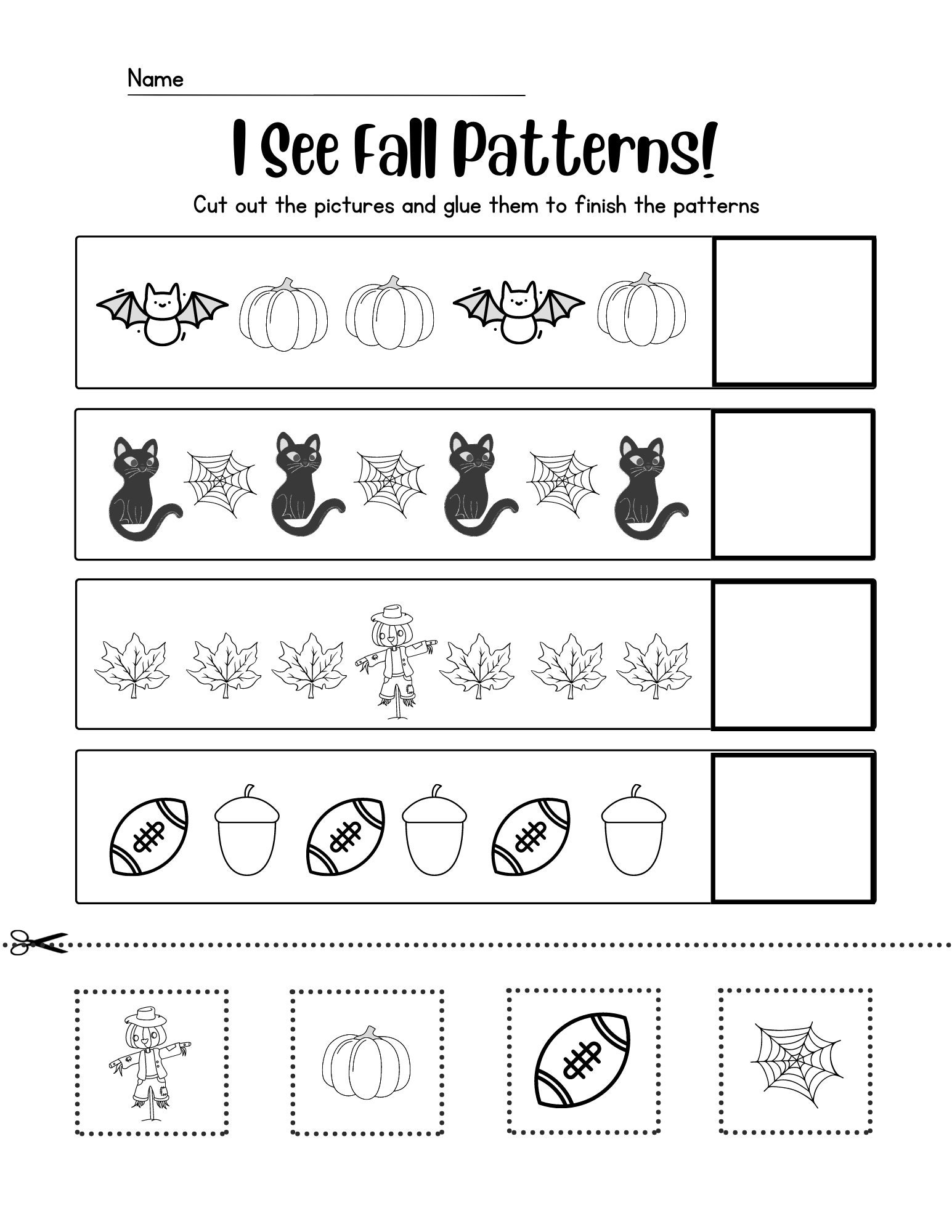 Fall Kindergarten Worksheets Etsy
