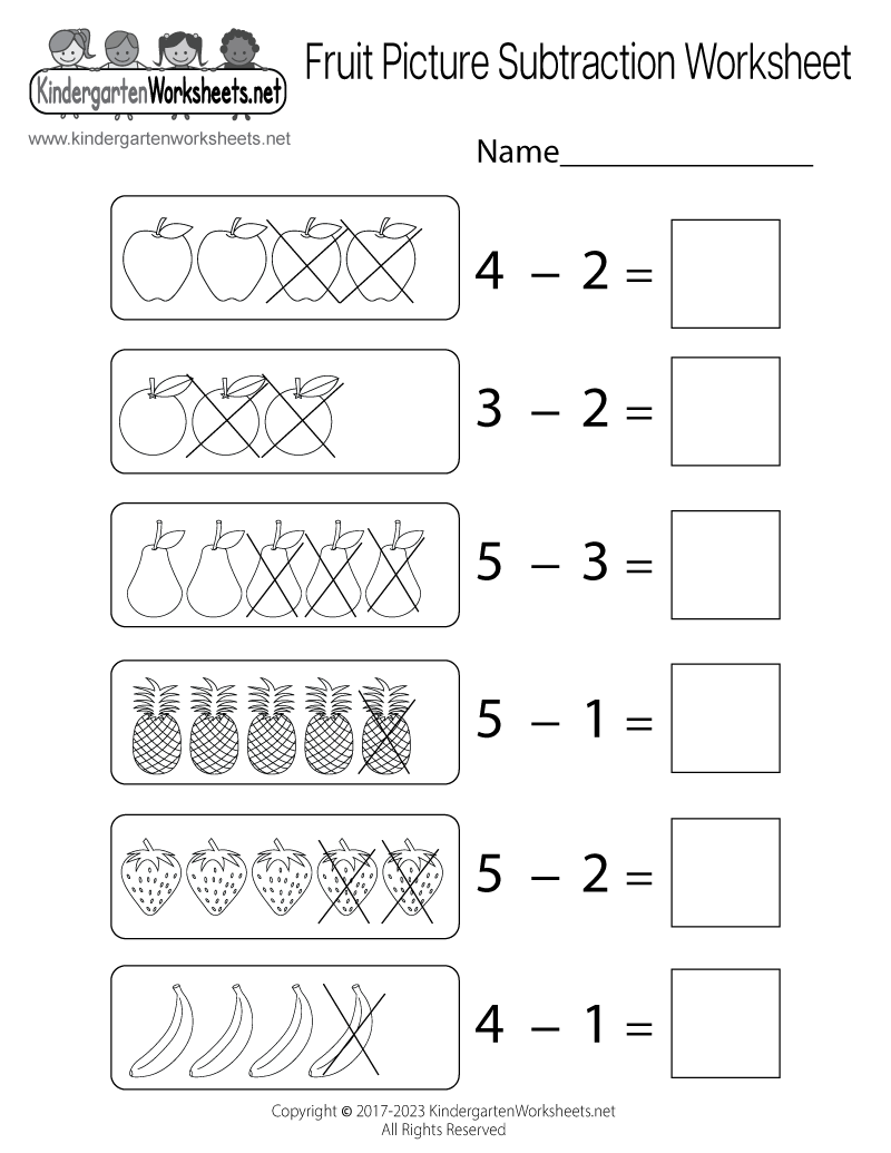 Free Subtraction Worksheets For Kindergarten