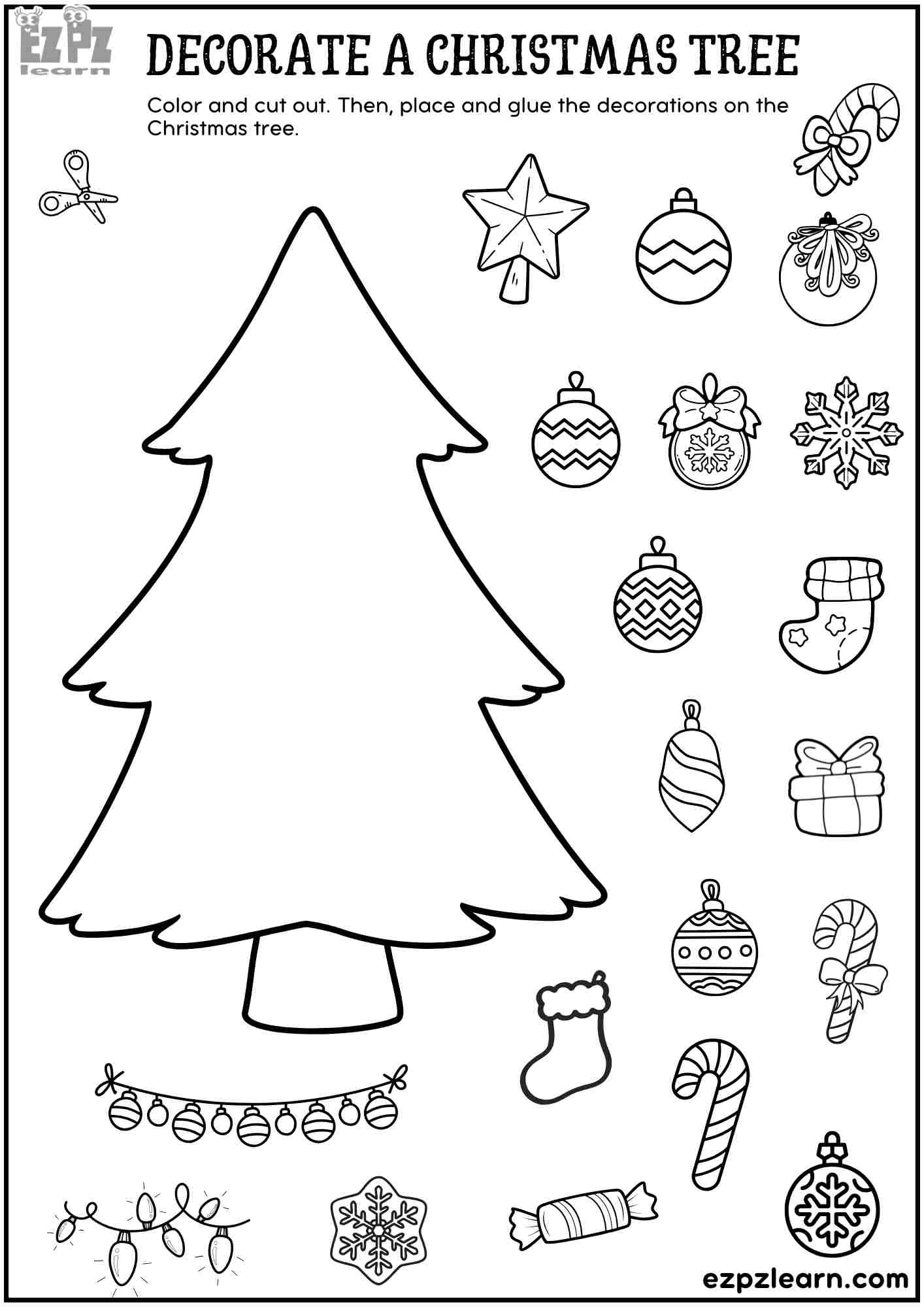 Printable Cut And Paste Decorate A Christmas Tree Fun DIY Holiday Craft For Kids Ezpzlearn Printable Cut And Paste Decorate A Christmas Tree Fun DIY Holiday Craft For Kids Ezpzlearn