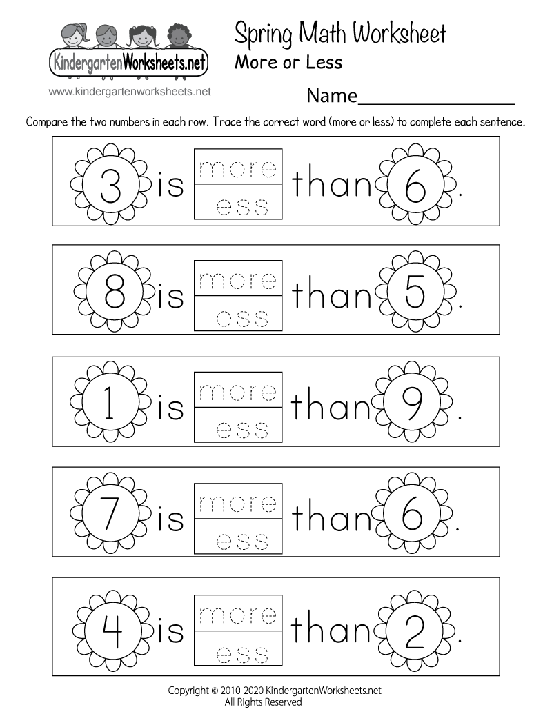 Printable Kindergarten Math Worksheets PDF Free Download