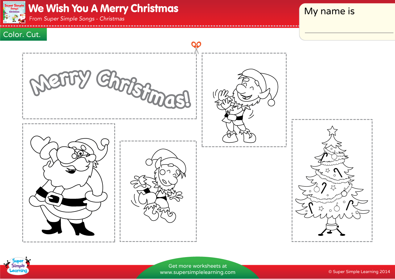 We Wish You A Merry Christmas Worksheet Color Cut Paste Super Simple We Wish You A Merry Christmas Worksheet Color Cut Paste Super Simple